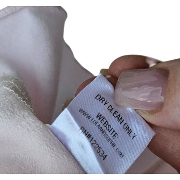 Lola & Sophie Womens 100% Silk Light Pink Top Small Sheer Ribbed Contrast Tee - Picture 7 of 9